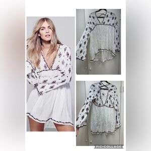 Free People | Diamond Embroidered Bell Sleeve Mini Dress | Size: small